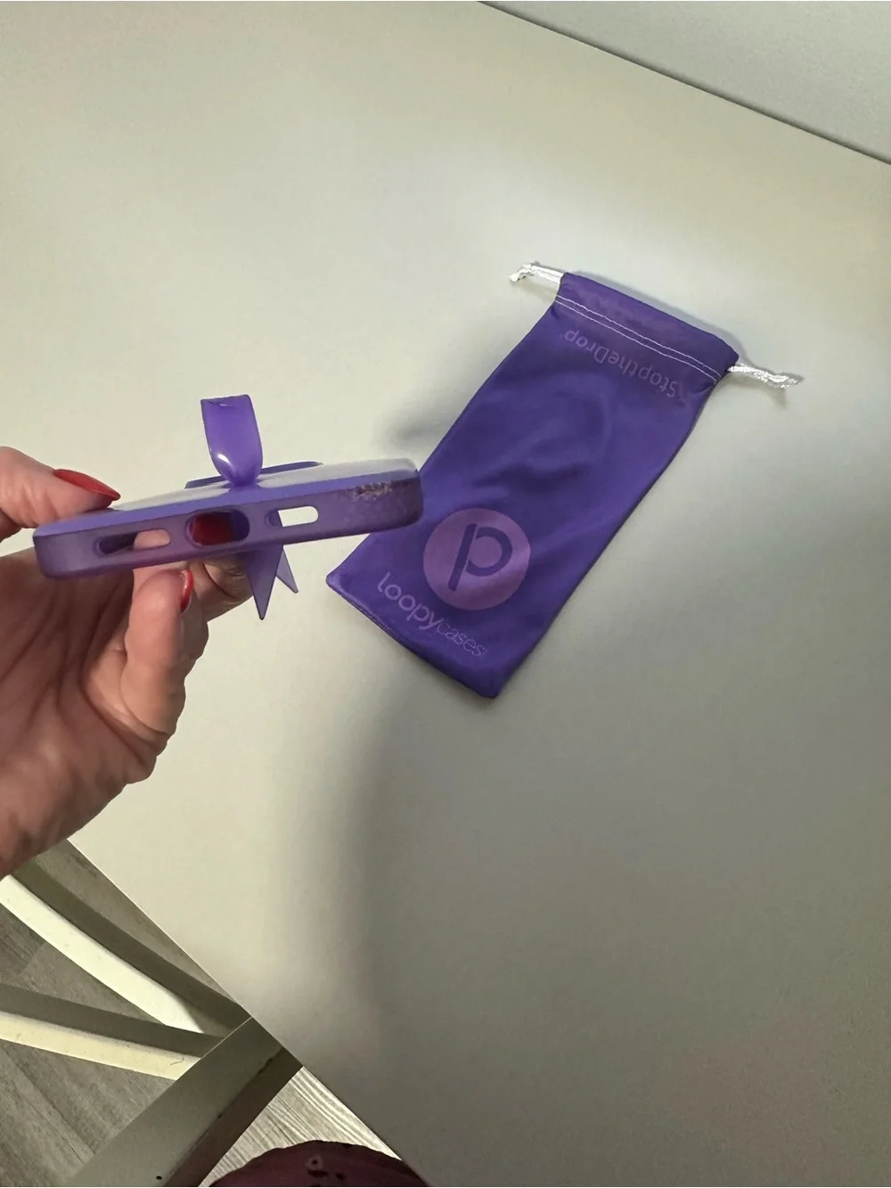 Loopy Case Purple Silicone Phone Case with Loop Strap I phone 14 pro max
